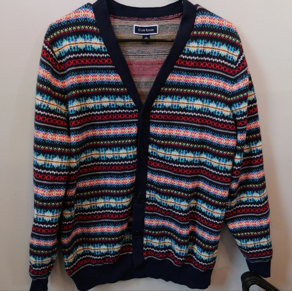 Club Room Multicolor Patterned Men's Cardigan - Picture 3 of 6